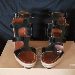 Louboutin Salamanca black patent wedges size 39